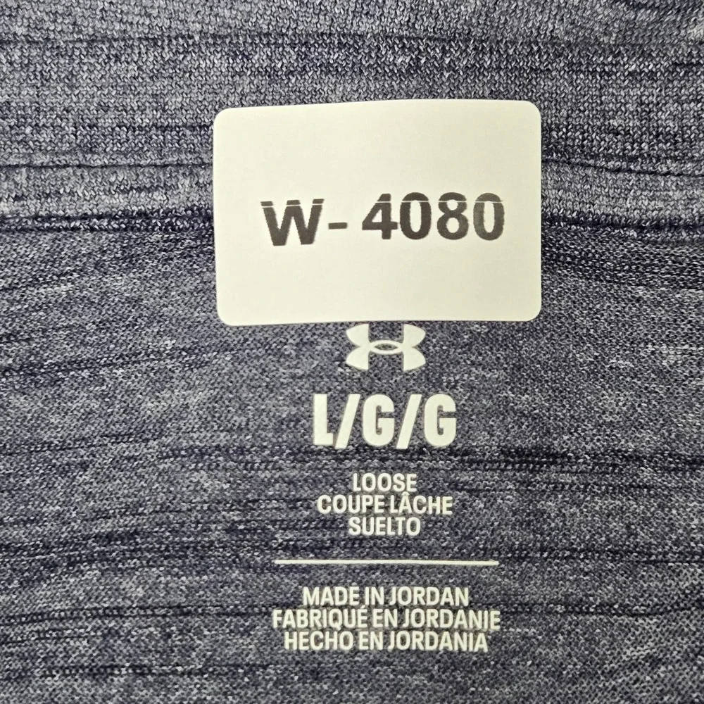 Under Armour Men Shirt L Gray Activewear Logo Loose Short Sleeve READ